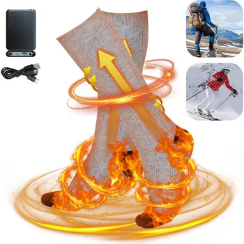 Pánské ponožky VYHŘÍVANÉ ELEKTRICKÉ PONOŽKY TEPLÉ ZIMNÍ SILNÉ 2x POWERBANKA 5000mAh