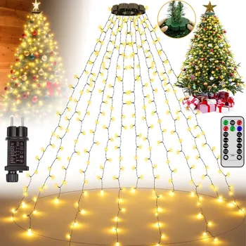 Vánoční dekorace VÁNOČNÍ OSVĚTLENÍ NA STROMEČEK 300 LED VNITŘNÍ/VENKOVNÍ BÍLÁ TEPLÁ S 12 SVĚTELNÝMI ŘETĚZY