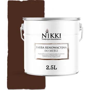 barva a nátěr na dřevo Barva NIKKI na dřevo a nábytek, teplá hnědá RAL8016, polomatná, 2,5 l