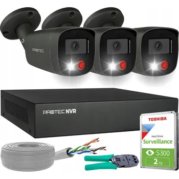 Bezpečnostní kamera Monitorovací sada 3 Grafitové Kamery IP PoE Full Color Detekce 5Mpx HDD