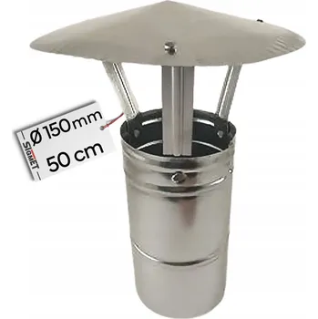 Komín Kominová stříška kouřová pro trubky průměru 150 mm, komínová hlavice na trubku, výška 50 cm