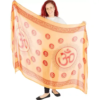 Šála Sarong / pareo / plážový šátek Sacred Syllable - Orange, Sittar.cz