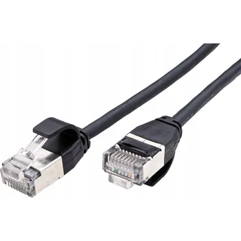 Síťový kabel ROLINE Síťový kabel patchcord RJ45 kat.6A F/UTP LSOH, slim, černý, 5 m