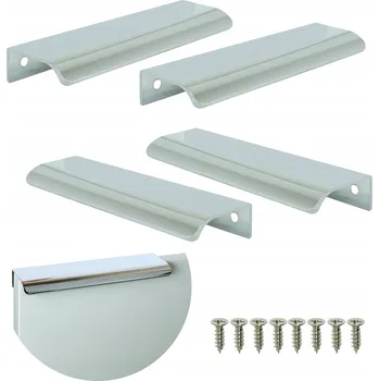 Moderní hranový nábytková úchytka pro skříňky a zásuvky, chrom, 150 / 128 mm