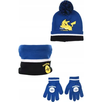 Čepice Zimní set - čepice, nákrčník a rukavice Pokemon. Velikost 52 cm.