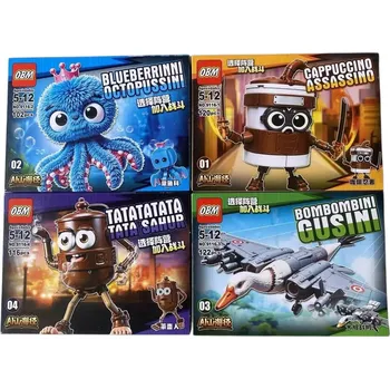 ostatní stavebnice Sada 4 kompletních stavebnice Brain Rot Cappuccino Gusini Tata Sahur Octopussini