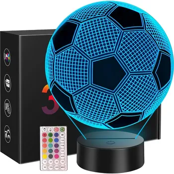Lampička NOČNÍ LAMPA LED FOTBALOVÝ MÍČ STOLNÍ PRO DĚTI NA STŮL 3D RGB + DÁLKOVÉ OVLÁDÁNÍ
