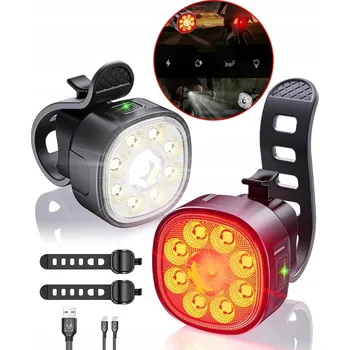 Cyklosvítilna SADA SVĚTEL NA KOLO USB-C PŘEDNÍ 1100 MAH ZADNÍ 350 MAH VODĚODOLNÉ