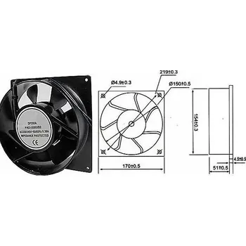 Počítačové chlazení AC ventilátor 170 x170 x 51 mm 230V 2200 ot/min