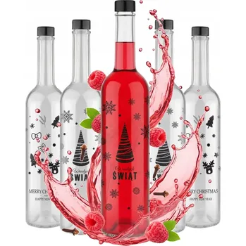 Vánoční dekorace 5X Vánoční láhve FUTURA GPI POTISK VÁNOČNÍ STROMEK na likéry VÁNOCE