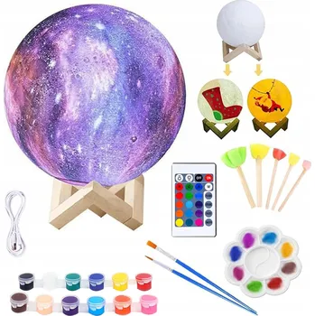 Lampička DIY Noční Noční Lampa Měsíc 13 cm LED RGB 16 Barev + Dálkové Ovládání Dekorace 3D