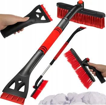 Autoškrabka Škrabka na okna s kartáčem, teleskopická škrabka na sníh a led, 95 cm