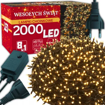 Vánoce Vánoční osvětlení na stromeček 2000 LED, teplá bílá, venkovní i vnitřní, na stromeček, 8 režimů svícení