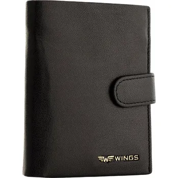 Peněženka Pánská peněženka z přírodní kozí kůže WINGS se zapínáním na patentku, černá
