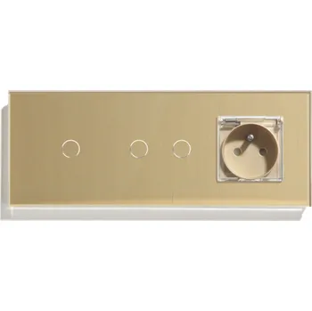 vypínač DOTYKOVÝ SPÍNAČ 1+2 S VODOTĚSNOU ZÁSUVKOU S VÍČKEM IP44 SKLENĚNÝ