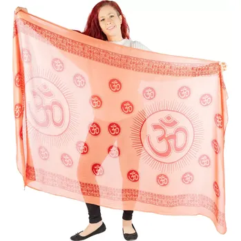 Šála Sarong / pareo / plážový šátek Sacred Syllable - Red, Sittar.cz