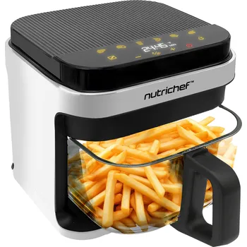 fritéza HORKOVZDUŠNÁ FRITÉZA BEZ OLEJE 5,5L 8 PROGRAMŮ NUTRICHEF STŘÍBRNÁ