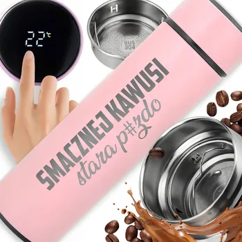 Termohrnek TERMOHRNEK Z WYŚWIETLACZEM LED S GRAVÍROVÁNÍM RŮŽOVÝ DÁREK V HORACH