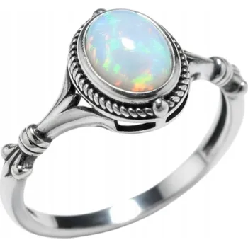 Prsten OPÁLOVÝ Prstýnek , stříbro 925, retro, nastavitelný