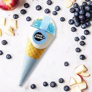 Sprchový gel Šumivá a pěnivá bomba do vany v kornoutu - Borůvka a jablko a skořice