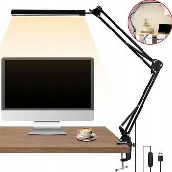 Lampička LED STOLNÍ LAMPA S KLIPEM, 3 REŽIMY SVÍCENÍ, 10 ÚROVNÍ JASU, FLEXIBILNÍ