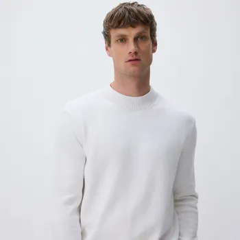 Pánský svetr Reserved - Polorolák s vysokým podílem bavlny - bílá - 063FR-00X - 063FR-00X-L