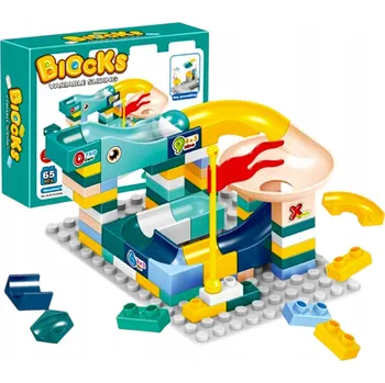 ostatní stavebnice STAVEBNICE KULIČKOVÁ DRÁHA SADA KOSTEK 65 DÍLKŮ PRO DĚTI 3+