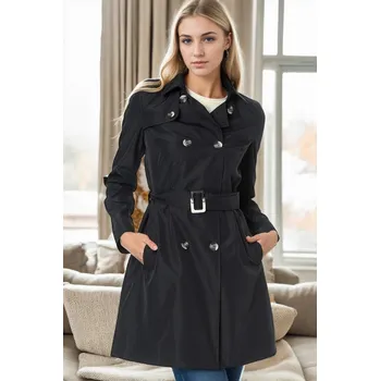 Z9642 DEWBERRY WOMEN'S TRENCH COAT-NAVY BLUE dewberry černá 3450989