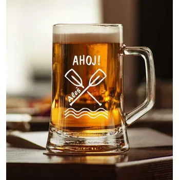 Sklenice Třetinka s pískovaným motivem "VODÁK" (Do poznámky v nákupním košíku napište požadované požadované jméno )