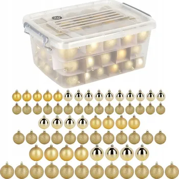 Vánoční dekorace 70x Nerozbitné ZLATÉ vánoční Vánoční Baňky na STROMEK, sada ozdob