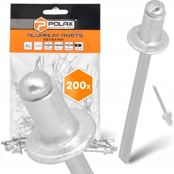 Nýt 200x Hliníkové TRHACÍ nýty 4,8x6,4 mm Pozinkované ODOLNÉ Stříbrné nýty 9T