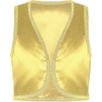 Chlapecké oblečení Dětský kostým arabského prince Zlatá džinová vesta pro chlapce Otevřená vesta se zlatým lemem Cosplay párty a Halloweenský kostým z polyesteru žlutá 14