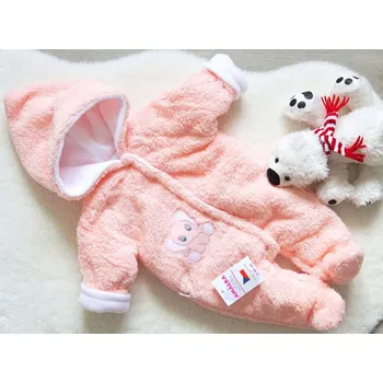 Kojenecká kombinéza AMÁLKA Zateplená chlupatá lososová kombinéza, slon Velikost: 50-56