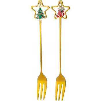 Příbor Zlaté vidličky na vánoční dort Altom Design Hvězdičky Sada 2 kusů