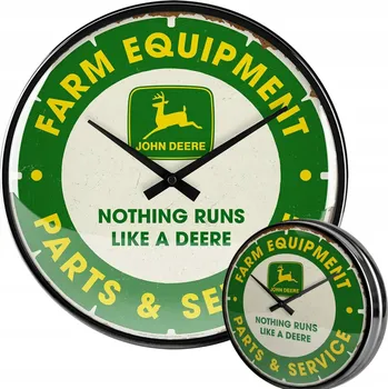 Hodiny NÁSTĚNNÉ HODINY JOHN DEERE FARM EQUIPMENT Nostalgic Art Retro Vintage