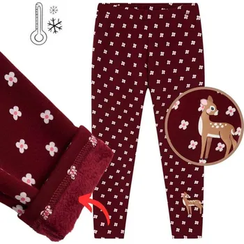 Dívčí zateplené legíny Wolf & Wolfie T2528 bordo vzor