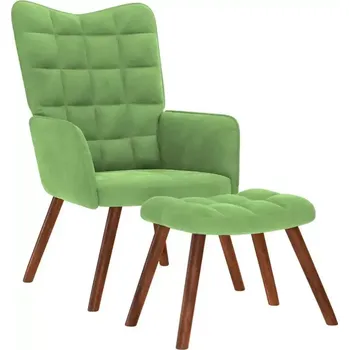 Křeslo Křeslo relaxační, s podnožkou, dřevo ořech, látka světle zelená, TITAN