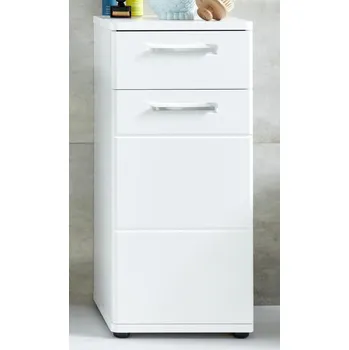 Koupelnový nábytek trendteam Koupelnová skříňka Monte White Melamin/Bílý vysoký lesk Hluboká zásuvka 37 x 87 x 34 cm | 1956-801-01