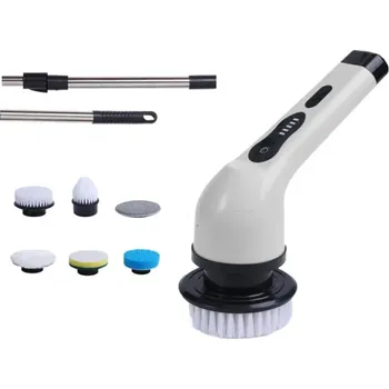 Pomůcka pro obuv a oblečení Bezdrátový elektrický rotační kartáč 125 cm s teleskopickou tyčí 6 hlavicemi 3000mAh USB-C dobíjením čisticí kartáč z ABS materiálu bílá