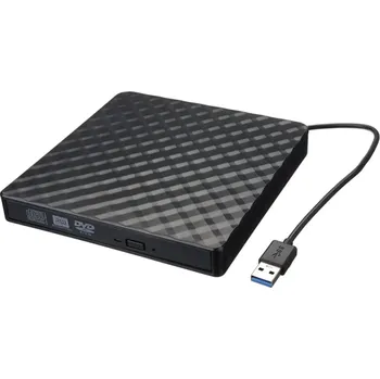 Externí mechanika CD/DVD 13,8 x 14,2 x 1,8 cm USB 3.0 Slot pro SD a TF kartu Plug and Play Vypalovačka s externím napájením 20 cm kabel černá