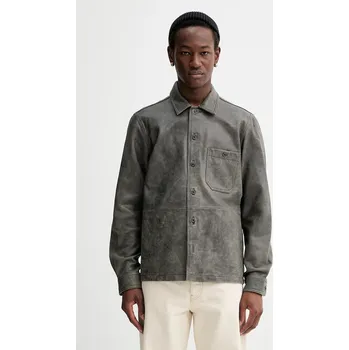 Pánská větrovka Kožená bunda Samsoe Samsoe Saruffo X C pánská, šedá barva, přechodná, M24400053 90X, vel. XL