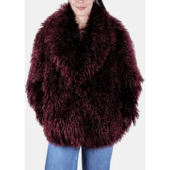 Dámský kožich Baťa dámská bunda z umělé kožešiny červená L/XL
