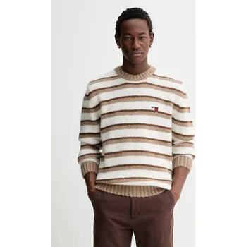 Pánský svetr Svetr s příměsí vlny z alpaky Tommy Jeans DM0DM22109 béžová 01A, vel. XXL