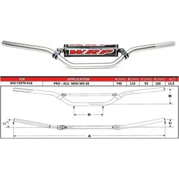 Řídítka WRP řidítka PRO-ALU 22mm MINI MX 65 - stříbrná