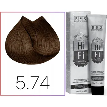 Barva na vlasy BES Hi-Fi Color krém na vlasy 5.74 Tabákově Měděná Světle Hnědá