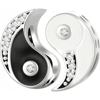 Přívěsek Stříbrný přívěsek Yin Yang Taiji-Bagua - 2 přívěsky potažené bílým zlatem