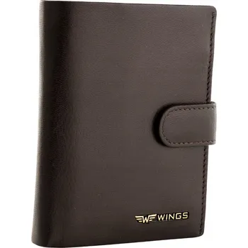 Peněženka Pánská peněženka z přírodní kozí kůže WINGS se zapínáním na druk, hnědá