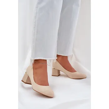 Dámské lodičky Eko Semišové Lodičky Na Podpatku Veniffia Barva: Béžová, Velikost: 39