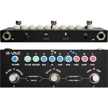 Klasická kytara M-Vave multiefektový pedál pro elektrickou kytaru Kovové tělo Dobíjecí efektový procesor se simulací zesilovače a 8 IR skříňkami