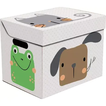 Úložný box Dekorativní krabice Malá zvířata ONE, úložný box s víkem, vel. 34x25x26cm (Little Animals. Box je vyroben z pevné lepenky a hodí se ideálně k přechovávání různých předmětů jako je oblečení, hračky, knihy a jiné drobnosti. Díky dekorativnímu potisku může b
